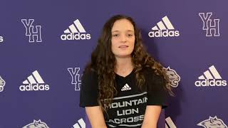 GEN | Young Harris College Player Spotlight | Women's Lacrosse's Taylor Greenberg | Oct. 12, 2020