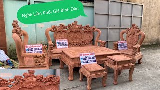 Bàn Ghế Nghê Phượng Tay Liền Chương Liền Gỗ Hương Giá Hợp Lí | Đồ gỗ Mạnh Khoát