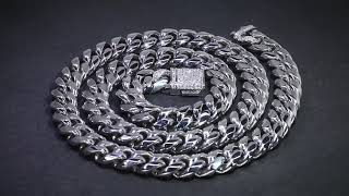 12mm Iced Miami Cuban Link Chain in White Gold