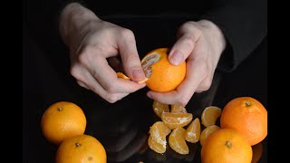 ASMR Fresh Mandarin Orange Peeling [NO TALKING] - 45 Min of Juicy Fruit Peeling Sounds /w Zoom Mic