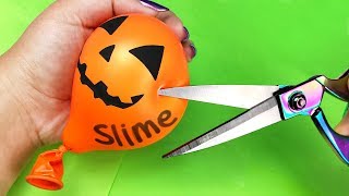 Making SLIME with BALLOONS! 💦 DIY Halloween Balloon Slime Challenge