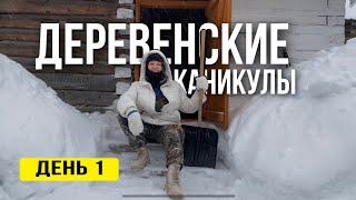 Деревенские каникулы🏠⛄️ ( снегопад, потеряли собаку, домик в лесу)