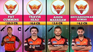 IPL 2024 | SUNRISERS HYDERABAD FULL AND FINAL SQUAD & SALARY🧡 #ipl #srh #tataipl #sunrisershyderabad