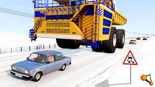 ГОЛОЛЁД НЕ ВИНОВАТ! БЕЛАЗ НА СКОЛЬЗКОЙ ДОРОГЕ  | BeamNG.drive