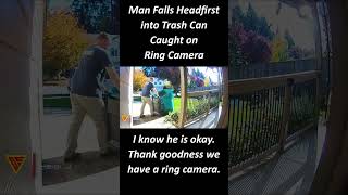 Man Falls Headfirst into Trash Can Caught on Ring Camera | Doorbell Camera Video