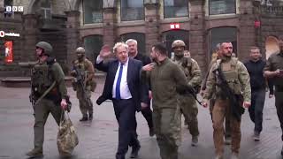 Ukraine war  Johnson and Zelensky tour near empty streets in Kyiv   BBC News