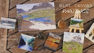 Mini canvas paintings of norwegian landscapes | Speed Painting