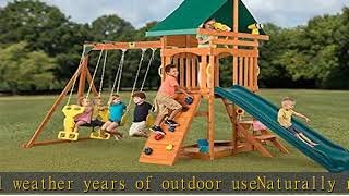 Sky View Cedar Backyard Playset | W: 17'10" D: 9'4" H: 9'9" | w/2-Person Glider & 2 Belt Swings | B