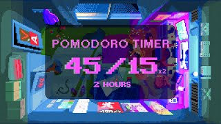 Retro Pixel 45/15 Pomodoro Technique x2 | 2 Hours Study Timer - with Relaxing Lofi Music for Focus