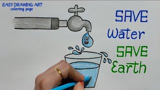 how to make save water poster drawing | save water save earth drawing | world water day drawing