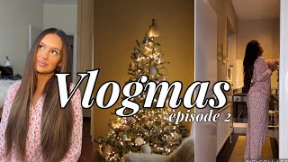 VLOGMAS DAY 2| A FESTIVE DAY AT HOME AS A CONTENT CREATOR! HAIR ROUTINE, PR HAUL