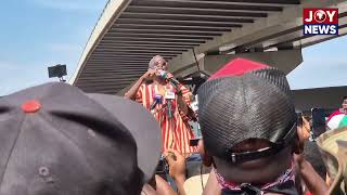 NDC Chairman, Johnson Asiedu Nketia, addresses the crowd at the #EnoughIsEnoughDemo