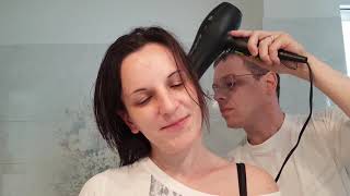 ASMR hair dryer sound - again coiffeur of wife - pure movement - happy sleep!!!