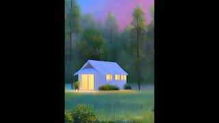 "Villa in woods" Digital Landscape Painting #shorts #ai #forest #villa #cabin #grassland