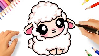 CÓMO DIBUJAR UNA OVEJA KAWAII FÁCIL🐑❤️