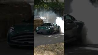 Aston Martin DB12 Huge Burnout Causes Valkyrie Near Miss at Goodwood Festival of Speed 2023. #car