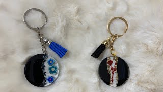 Resin keychains - using dried flower and flower beads