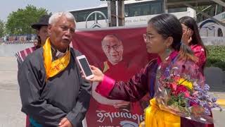 a message from Thupstan Tsewang During the reception of His Holiness Dalai Lama at IGI Airport Delhi