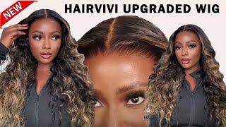 THIS MAKES SENSE! RED LIP LOOK WITH BLONDE HIGHLIGHT CURLY WIG | FITTED & GLUELESS WIG FROM HAIRVIVI