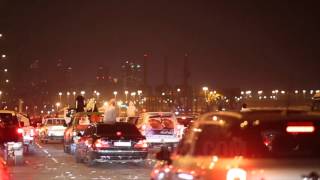 Dubai Highway Celebration (Stock Footage)