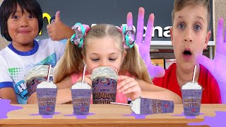 Love Diana, Roma and Kaji Ryan Try  Grimace Shake -  Grimace Shake Challenge Gameplay