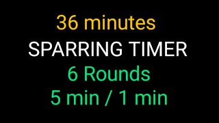 Jiujitsu sparring timer. 36 minutes. 6 rounds: 5 minutes work, 1 minute rest. (no music).