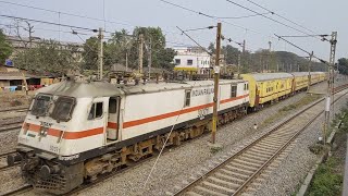 Honking Sealdah WAP7 Headed Shaktipunj Express Gracefully Skips Through Mankar at Flat MPS..#shorts