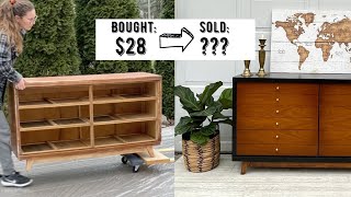 How I make money FLIPPING FURNITURE || Side Hustle || MCM Dresser Makeover