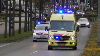 A1 Ambulance 21-113 + Politie Oss met spoed naar het Radboud UMC in Nijmegen