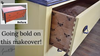 From Boring to BEEautiful! 🐝 Lowboy table makeover & restoration! Furniture flipping!