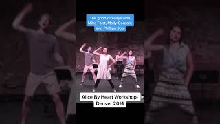 Molly Gordon, Mike Faist, and Phillipa Soo in the 2014 Alice by Heart Workshop