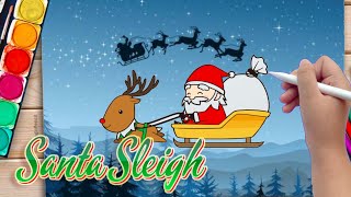 How to Draw Santa's Sleigh - Merry Christmas