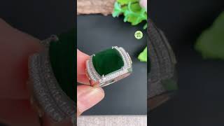 名稱：18K翡翠鑽石男裝玉戒指 18K jade and diamond men’s jade ring