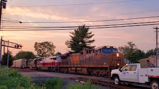 CSX 1852 "Western Maryland" trails on M361 with CSX 7259 leading and meets a CSX Hi-Rail!