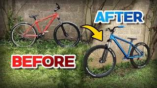 BIKE RESTORATION - Cheap and Crappy MTB Gets Fixed,Painted And Upgraded!