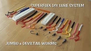 Superflex DIY fishing lure making system introducing the Jumbo and Deviltail worm lures