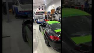 The Rawest Racing Porsche Garage Set up in the world?! #shorts #porsche #718cayman #clubsport #gt4