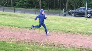 Conor runs round a BMX track