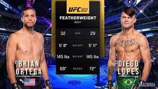 BRIAN ORTEGA VS DIEGO LOPES FULL FIGHT UFC 303