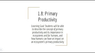 1.8 Primary Productivity