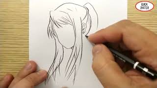 VERY EASY, how to draw manga cute girl face / quick sketch cute girl