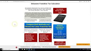 Delaware Franchise Tax Calculator | Authorized Shares Method | Assumed Par Value Capital Method