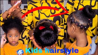 Most beautiful rubber band hairstyle on natural hair. Kids hairstyle 😻