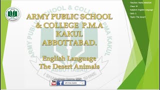 Grade III Week 9 English Language  The Desert Animals