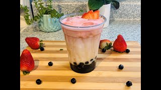 Strawberry and carrot brown sugar boba milk drink