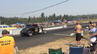 1934 Ford 5W Coupe Blown Big Block vs. 1956 Chevy 2D Post Billetproof Eruption Drags 2015