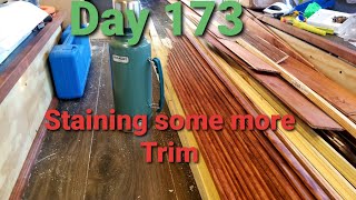 Skoolie Conversion Day 173 Staining some more Trim