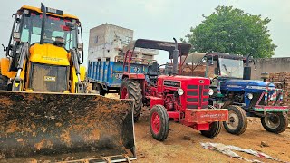 JCB 3DX Eco Excellence Backhoe Loading Mud In Mahindra and Farmtrac Tractor with Trolley | Jcb Video