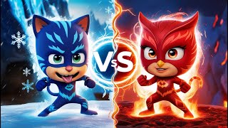 PJ Masks 2D Animation | Catboy ICE vs Owlette FIRE? Who Will Win - Catboy's Life Story