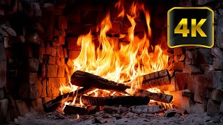 Relaxing Fireplace 4K & Warm Logs Burning 🔥 Burning Fireplace Crackling Sounds 3 Hours